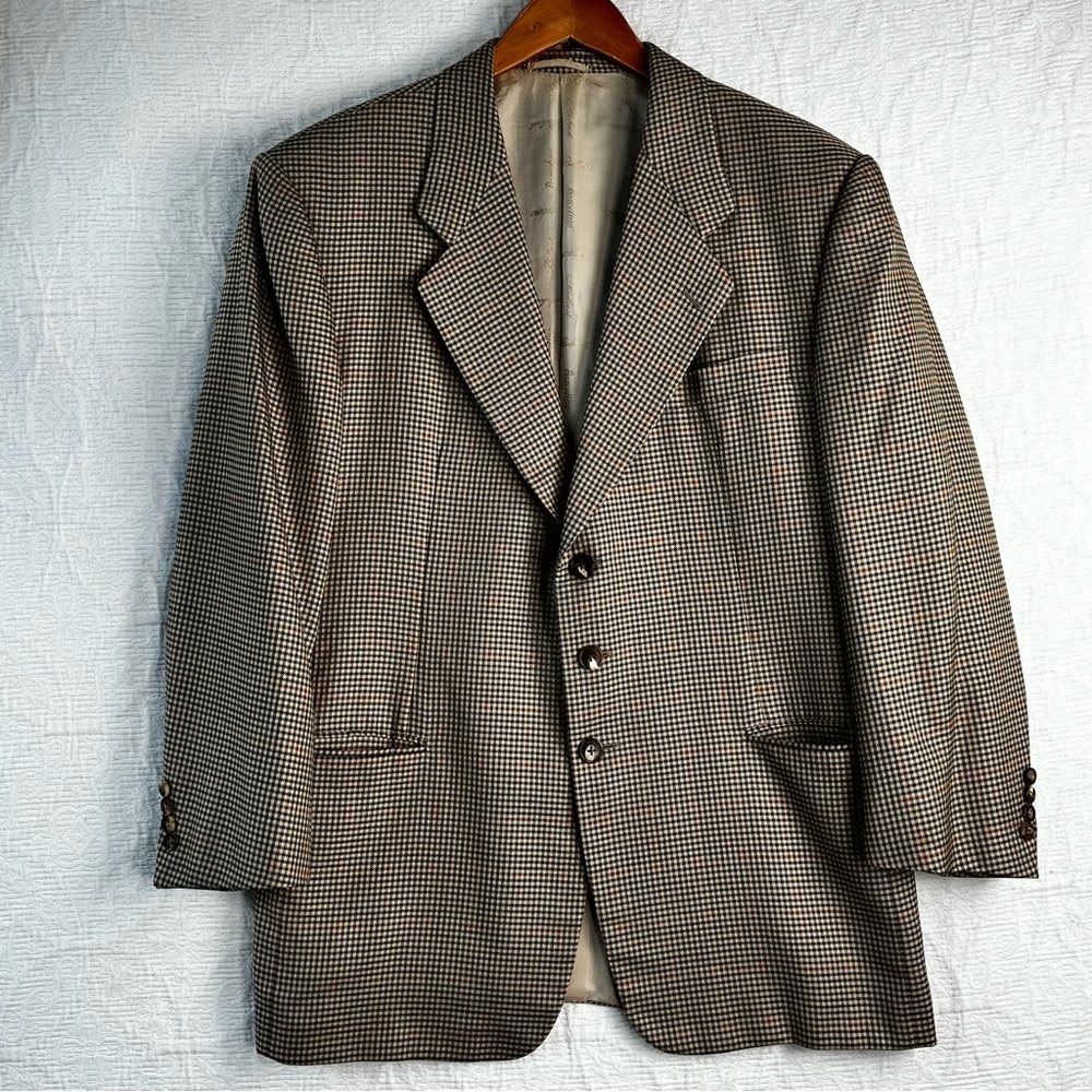 Barcelino Belvest Vintage Silk Wool Sport Coat Mens 52R Blazer Jacket Gun Club
